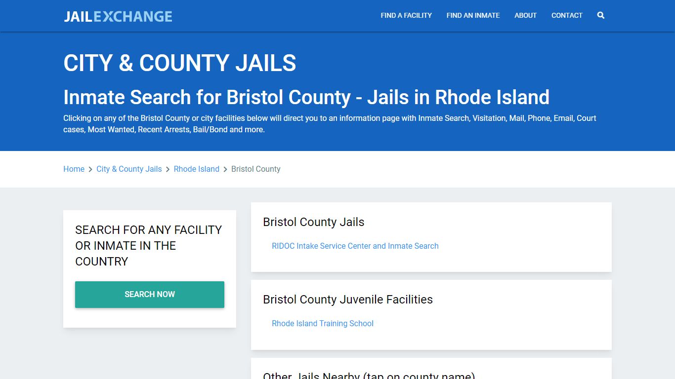 Inmate Search for Bristol County | Jails in Rhode Island - Jail Exchange